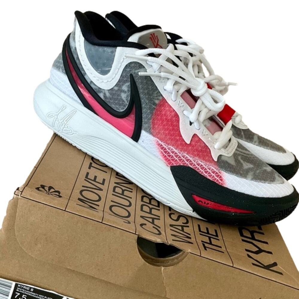Nike Men's Kyrie 8 Basketball White University Red/Black Size 7.5 NEW NIB